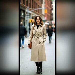 Jacqueline Ferra Woman's  Trench Coat Double Breasted  Sz 14P